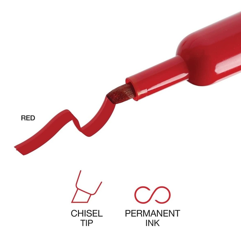 Universal 07052 Broad Chisel Tip Permanent Marker - Red (1 DZ) New