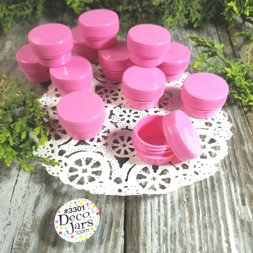 50 PINK Opaque 1/4oz Polypropylene Plastic JARS 1TSP Container 3301 DecoJars