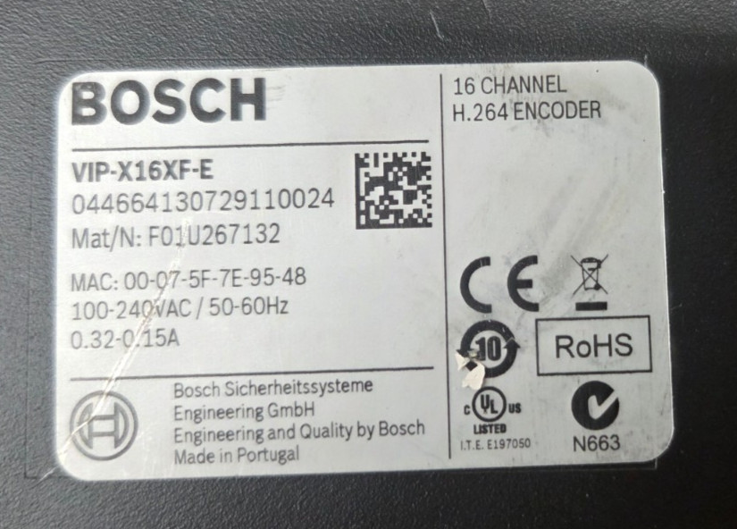 BOSCH 16-Channel H.264 Encoder VIP-X16XF-E w/ Power Cord