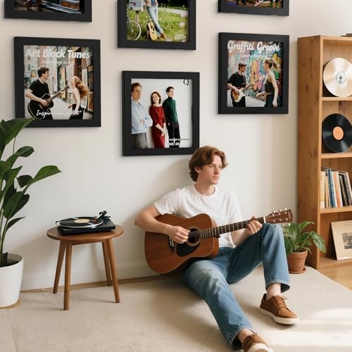 Vinyl Record Frame for the Wall, Vinyl Record Display Frame, 2 Pack Black
