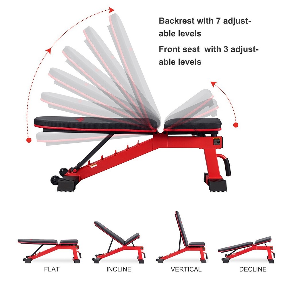Adjustable Weight Dumbbell Bench Incline Decline Workout Exercise 1000LBS