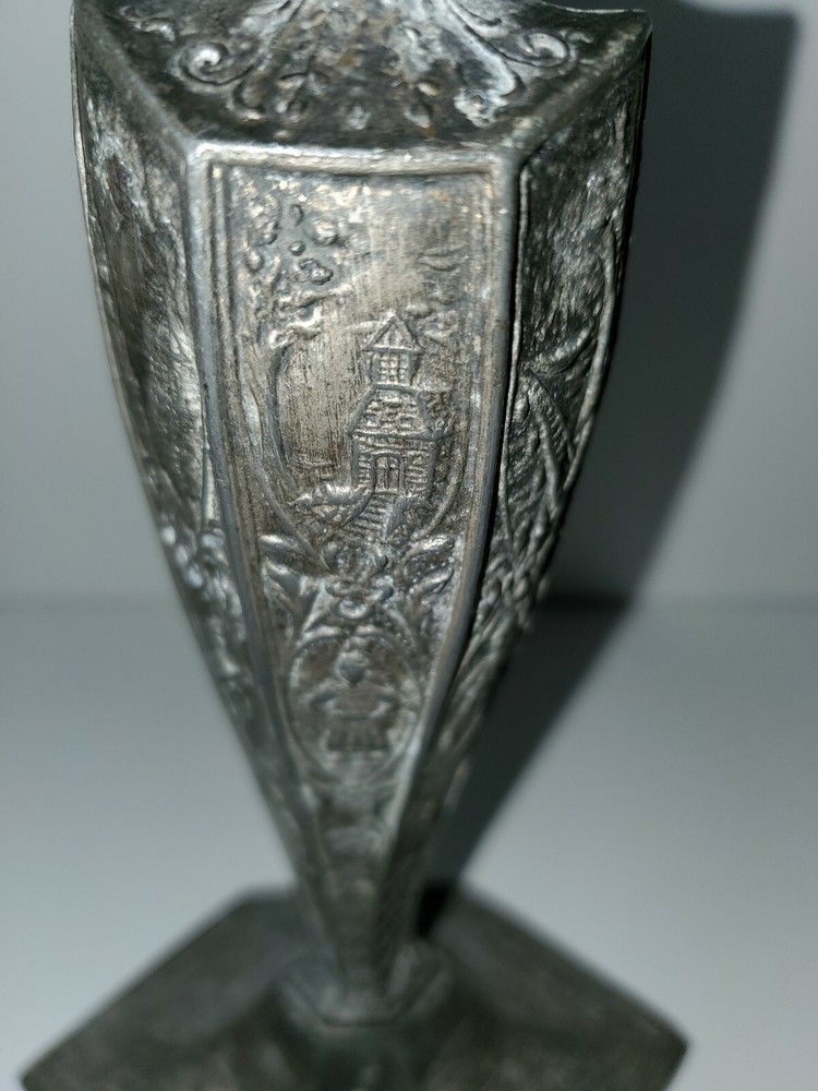 Antique Dutch Silver Plate Repousse Candlestick