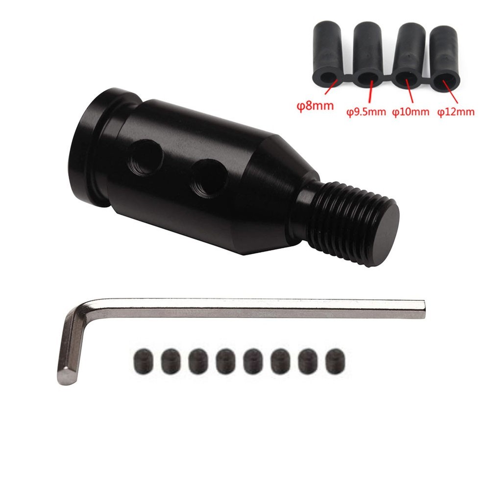 ALUMINUM NON THREADED CAR SHIFT KNOB ADAPTER 12X1.25MM BLACK SHIFTER THREADS