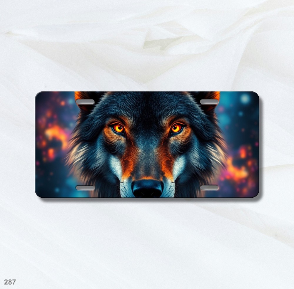 Hyperrealistic Wolf License Plate Add Text Front Bumper Plate Holiday Gift