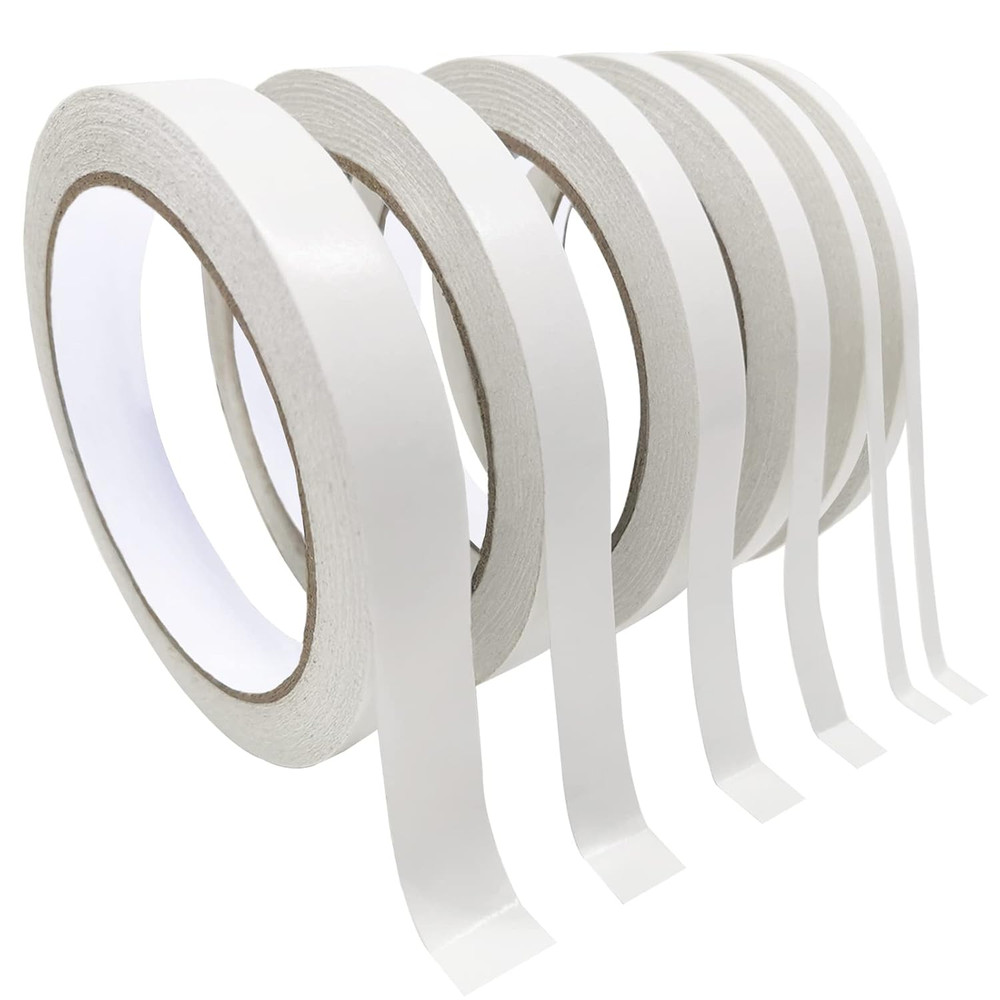Double Sided Tape for Crafts, 6 Rolls Multi-Size Double-Sided Adhesive Tape for