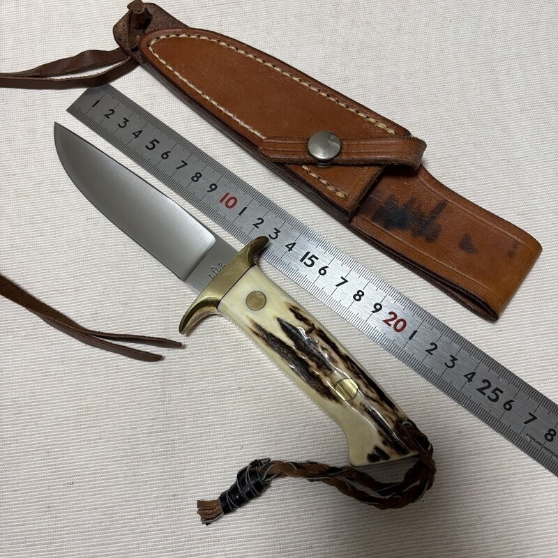 Rare Jimmy Lile Custom Drop Hunter Fixed Blade Knife Stag Handle Rambo