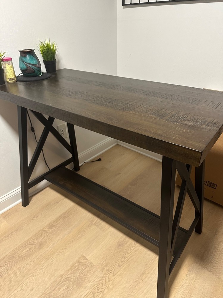 Dark Brown Wood High-top Dining Table