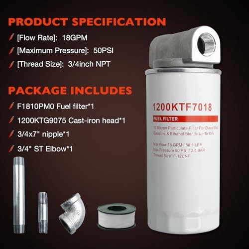 1200KTF7018 Fuel Filter Spin-On Particulate Replacement for Transfer Pumps
