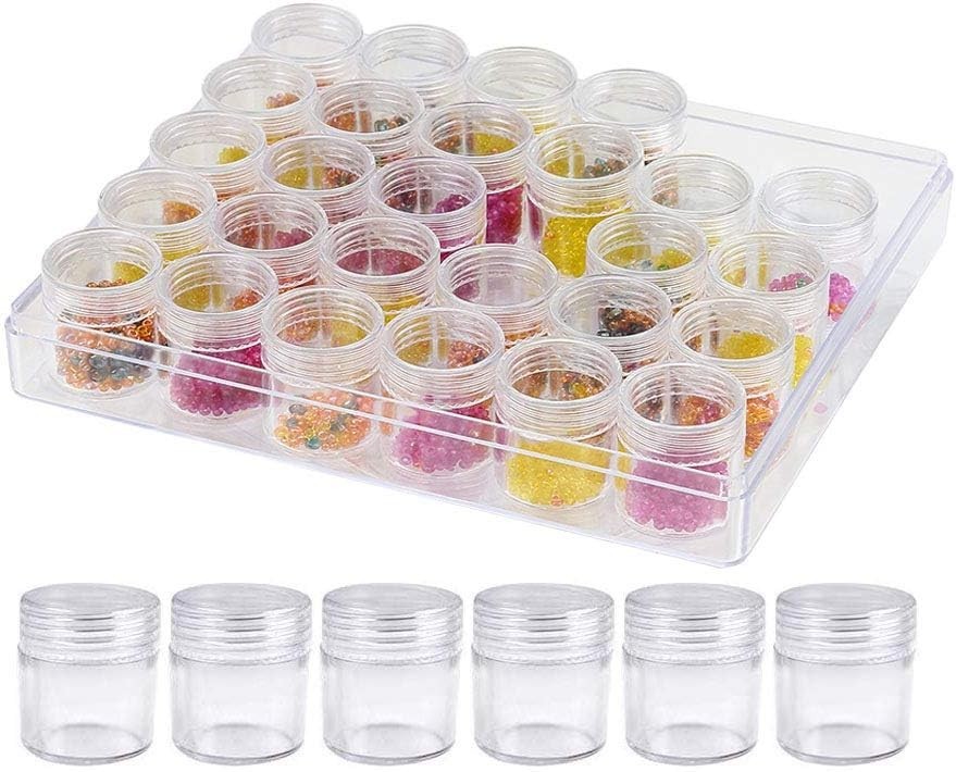 Versatile Clear Plastic Storage Box with 30 Jars - Organize Crafts & Small Items