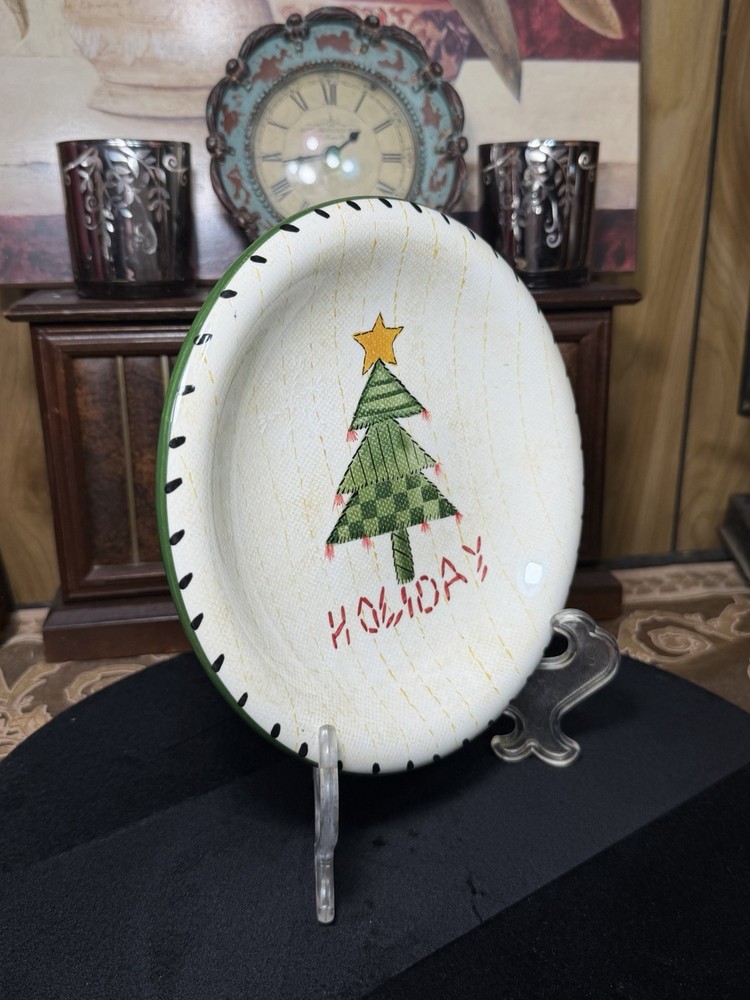 Atico Holiday Christmas Tree Plate 8” Round Decorative Serving Plate