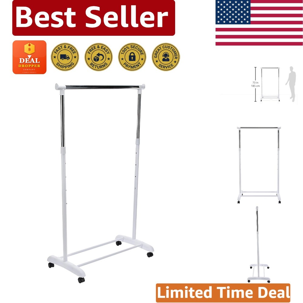 Chic Rolling Garment Rack with Adjustable Height - Ideal for Closet Organization