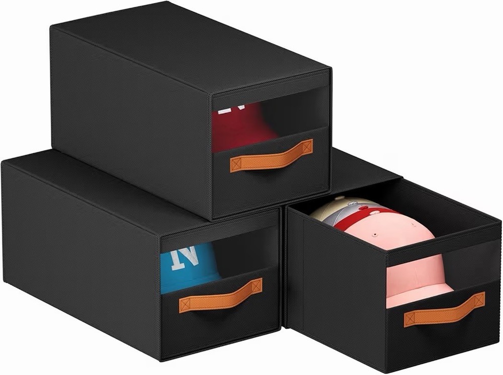 Hat Organizer for Baseball Caps - 3 Pack Pull-Out Drawer Hat Storage