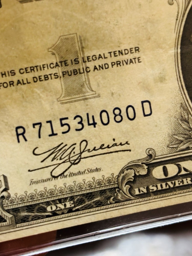 Crisp! 1935c 1$ Silver Certificate ERROR MISCUT Nice Pronounced Line