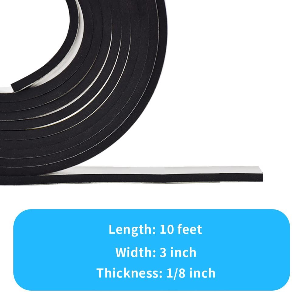 Neoprene Solid Rubber Strips with Adhesive Backing 1/8 (.125)" Thick X 3" Wid...
