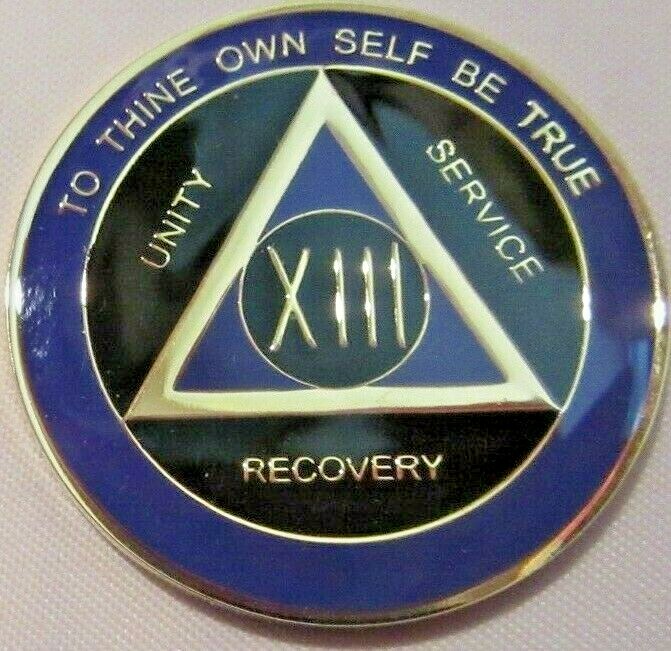 Purple AA Alcoholics Anonymous 13 Year Medallion Token Chip Coin Sober