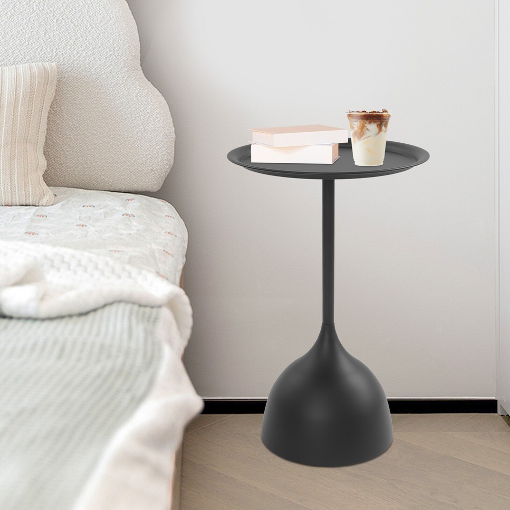Modern Side End Table Round Side Table Freestanding Living Room Side Table Black