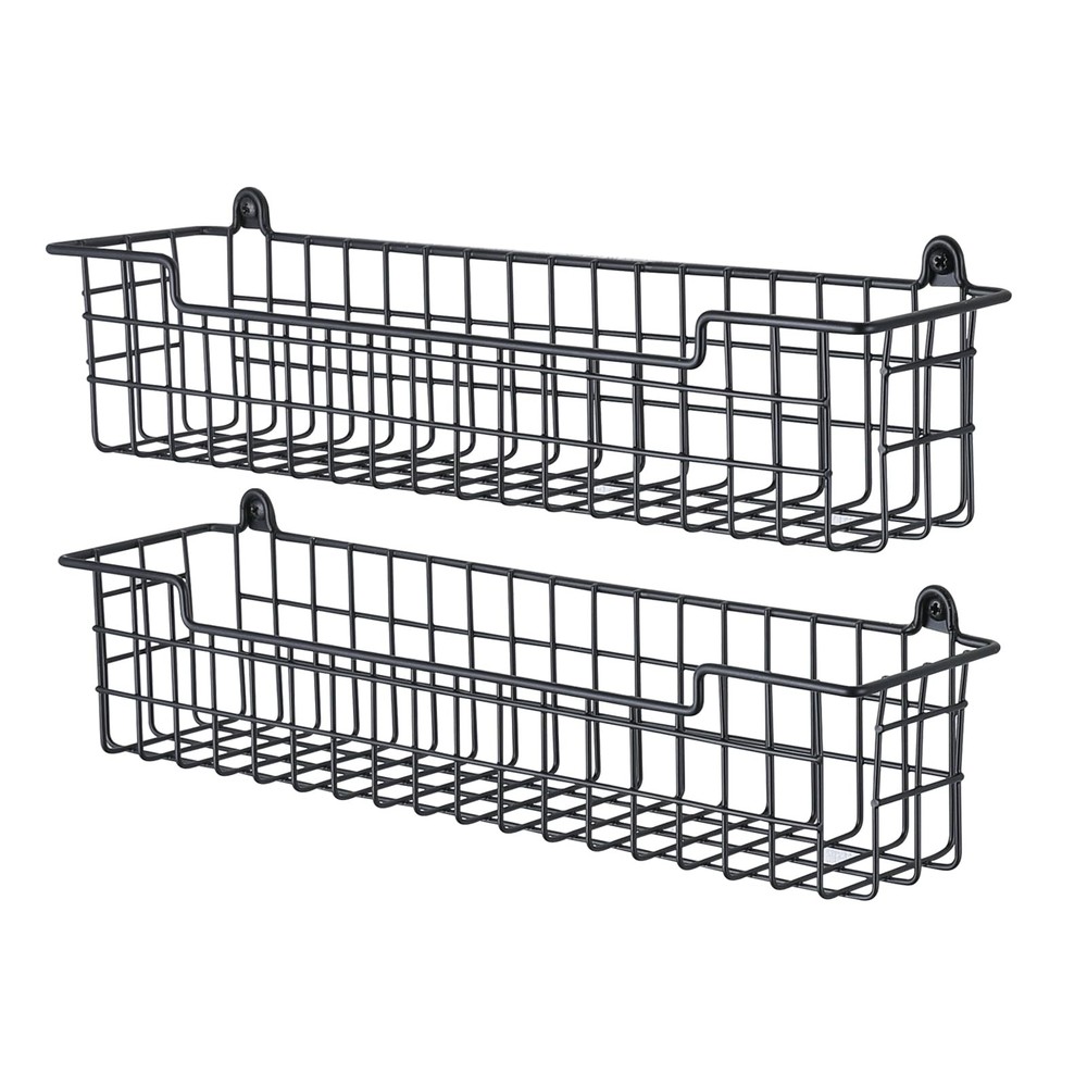 GUUKAR Spice Rack Organizer Wall Mount, 2 Pack, Black-2 Pack