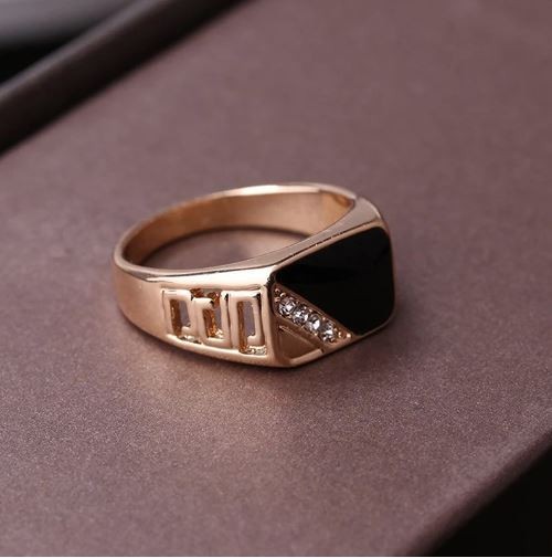Classic black stone ring/yu73