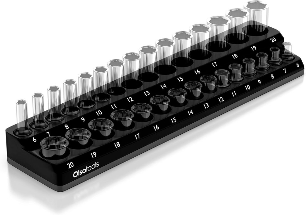 Durable Magnetic Socket Organizer - Scratch-Free 3/8-Inch Drive Storage Solution