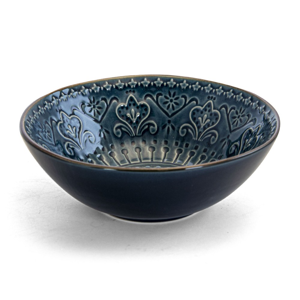 Elama Deep Sea Mozaic 16 Pc Mandala Pattern Complete Stoneware Dinnerware Set 4