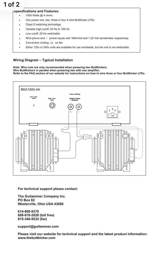 ButtKicker Power Amp BKA1000-4