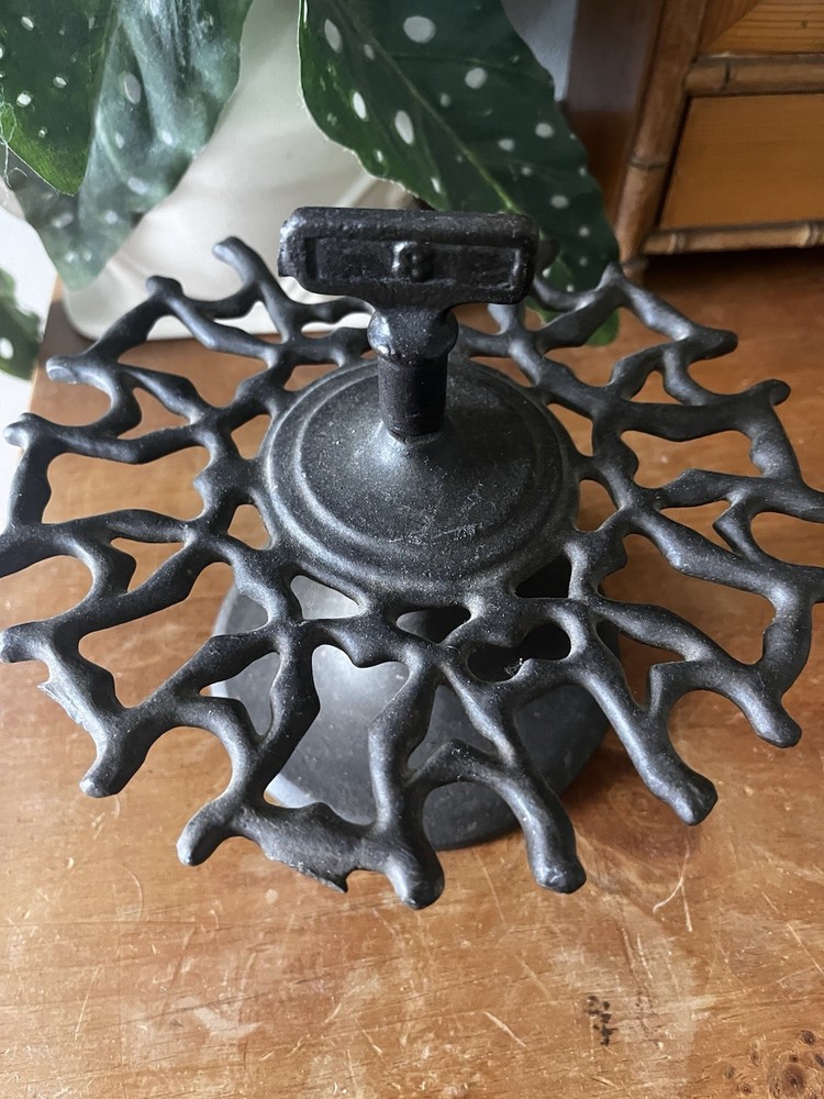 Vintage Cast Iron Rubber Stamp Holder Carousel Tree Black