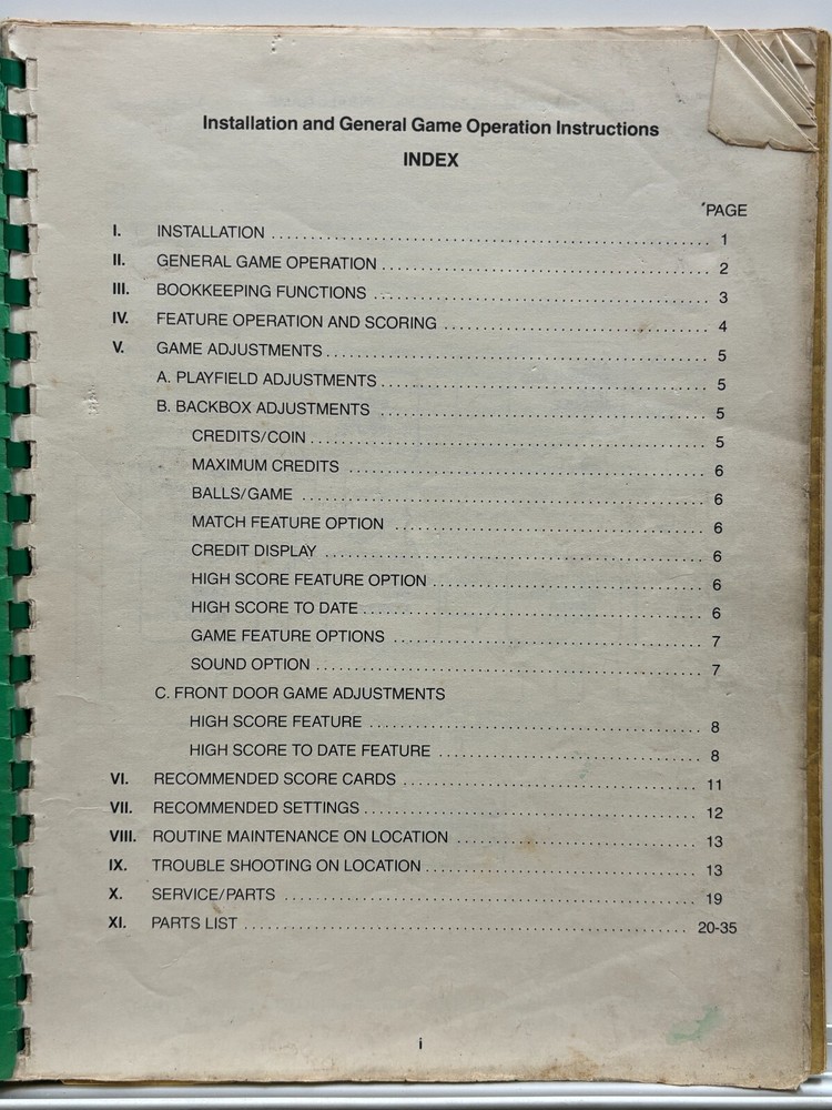 ORIGINAL-BALLY-FIREBALL II-INSTALLATION & GENERAL GAME OPERATION INSTRUCTIONS