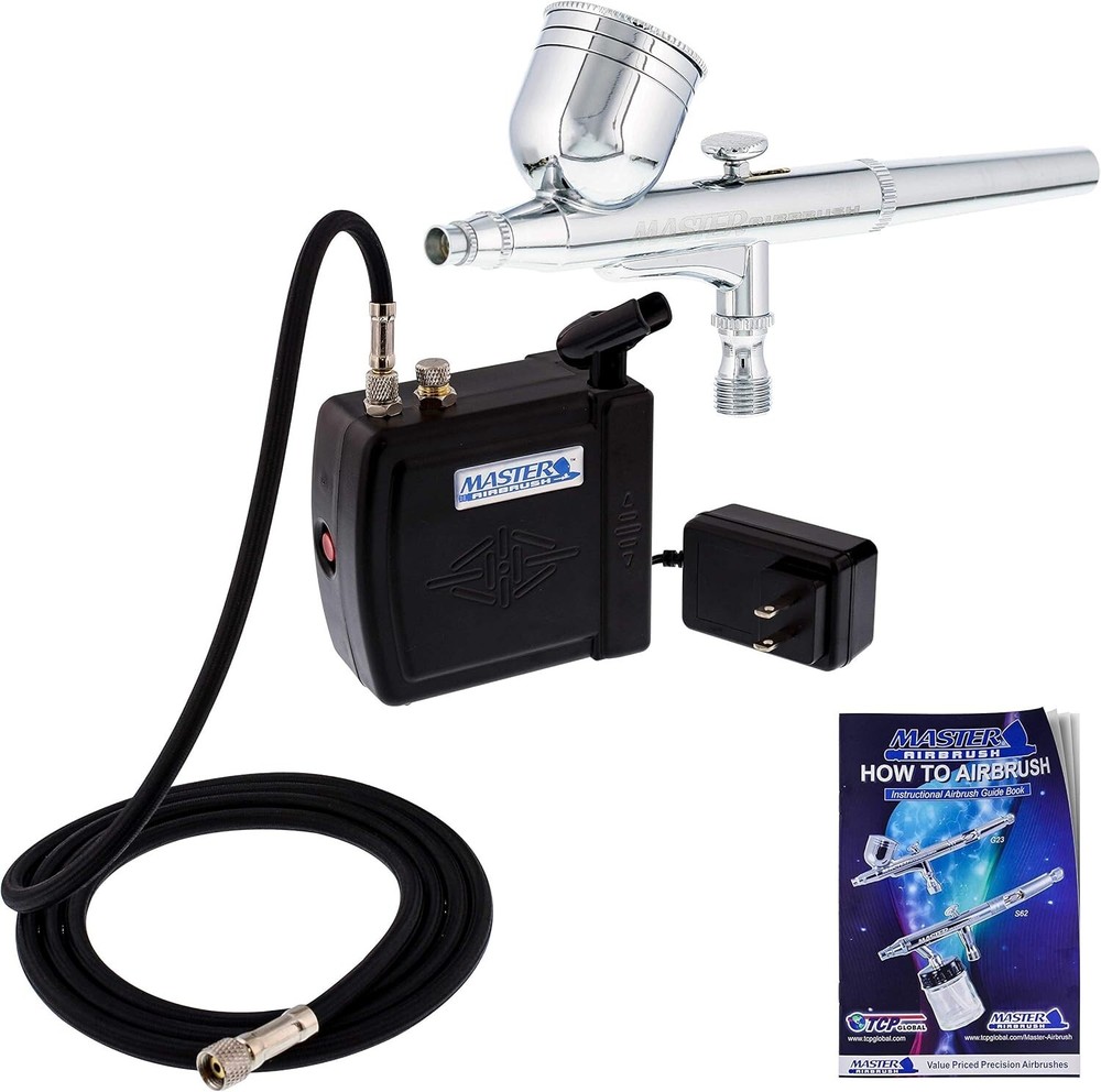 Professional Airbrushing System with Lightweight Mini Compressor & Guide Booklet