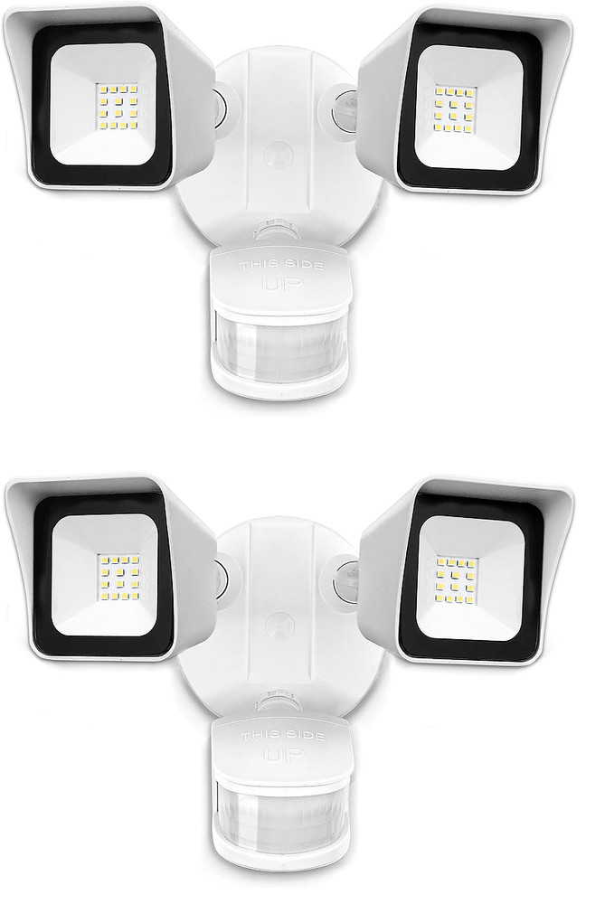 2-Pack Outdoor Led Security Light 24W with motion sensor 5000K W/Adjustable Head