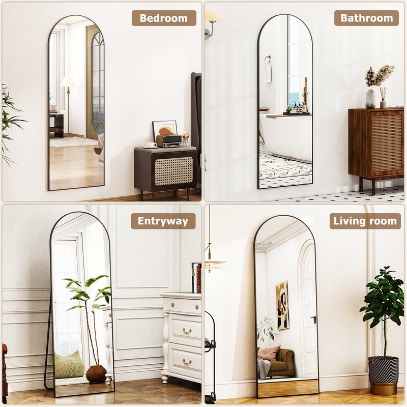 Freestanding Full Length Mirror Arch Adjustable Clear Reflection Easy Mounting