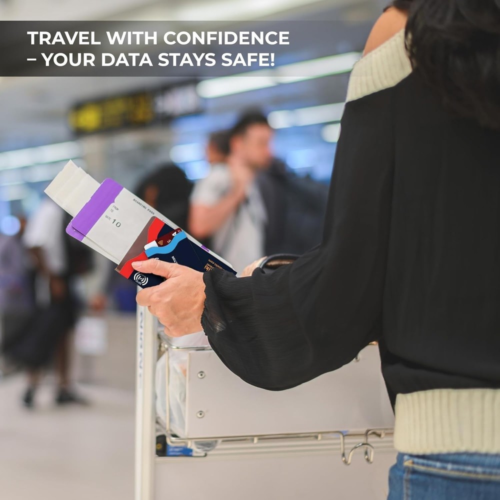 Boxiki Travel RFID Blocking Sleeves, Set with Color Coding | Navy Blue