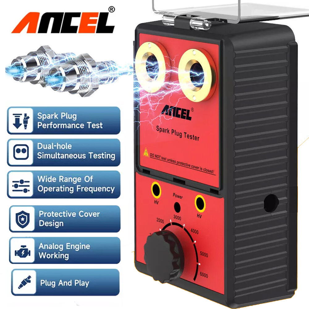 ANCEL ® Ignition Spark Plug Tester Dual Hole Ignition Analyzer Tool US Plug