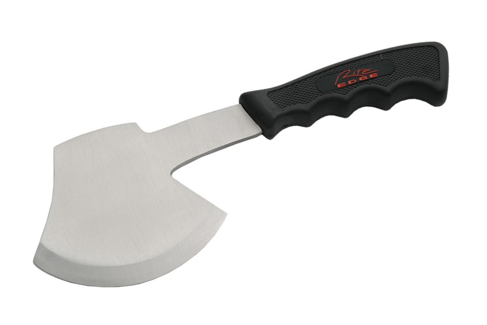 CAMPING KNIFE + AXE SET | 2-Pc Gut Hook Hunter Fixed-Blade Hatchet Black Rubber