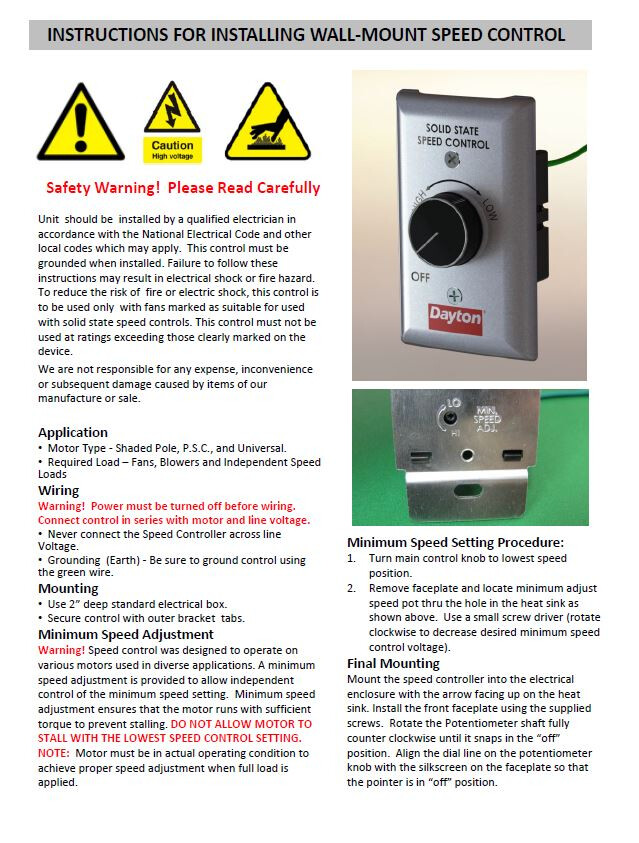 Variable Speed Control Unit, 6 Amps