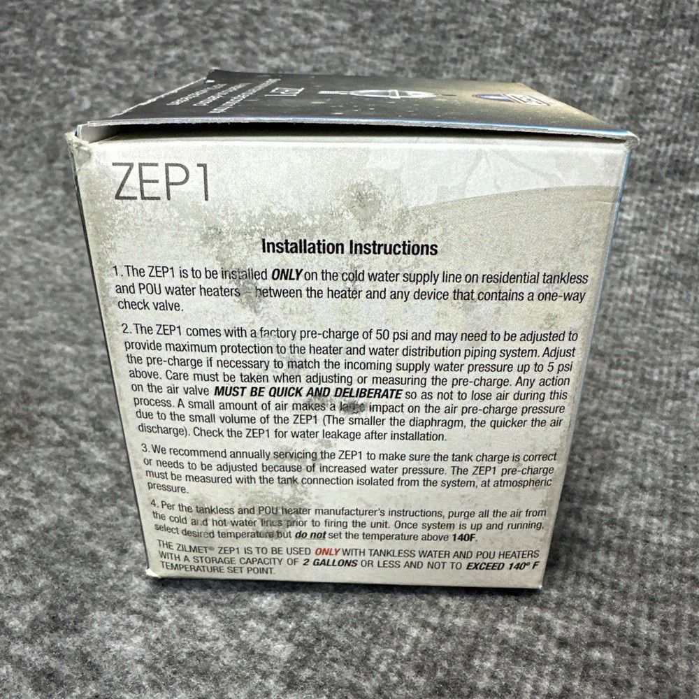 Zilmet Stainless Steel Expansion Tank Shock Arrester ZEP1 1/2" NPT Connection