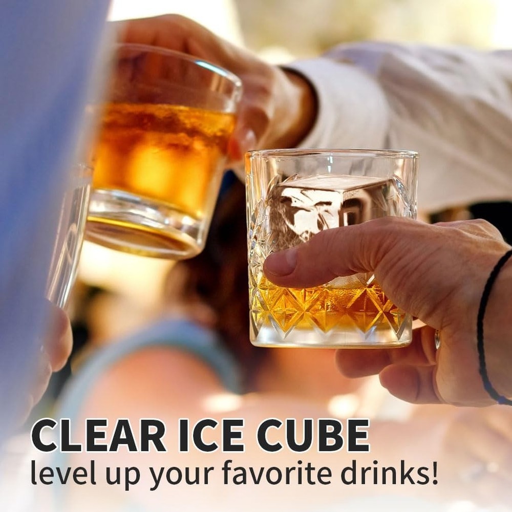 Clear Ice Cube Tray Whiskey 2Inch Clear Ice Cube Maker Silicone Large Ice Cube