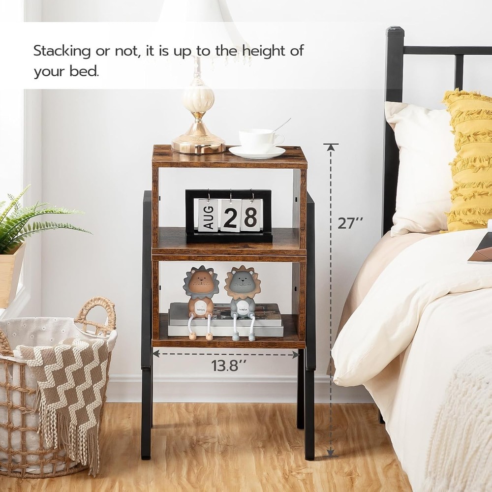 Nightstands Set of 2 Stackable End Table Side Table Bedside Tables W/ Open