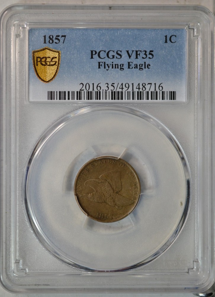 1857 Flying Eagle cent, PCGS VF35