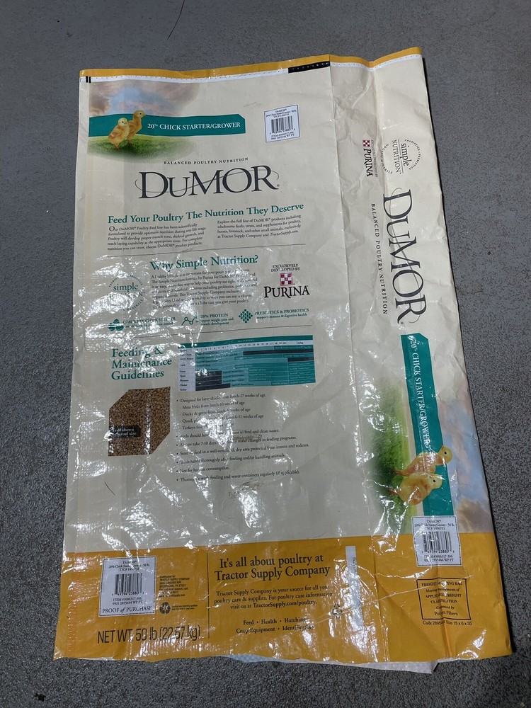 FEED BAG CHICKEN Poultry 50# empty bag for crafts