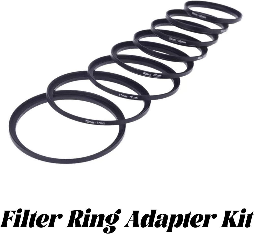 18Pcs Filter Ring Adapter Set, 37-82Mm (Includes 9Pcs Step up Ring Set + 9Pcs St