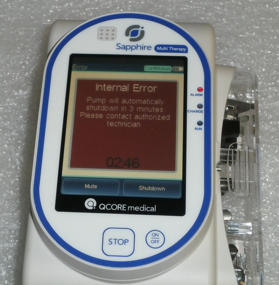 Eitan QCore Sapphire Infusion Pump - Internal Error, Yellow marking