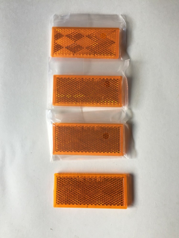 4 Pc 1 3/8" x 3 1/4"  AMBER Trailer  Rectangular Self Adhesive Reflectors