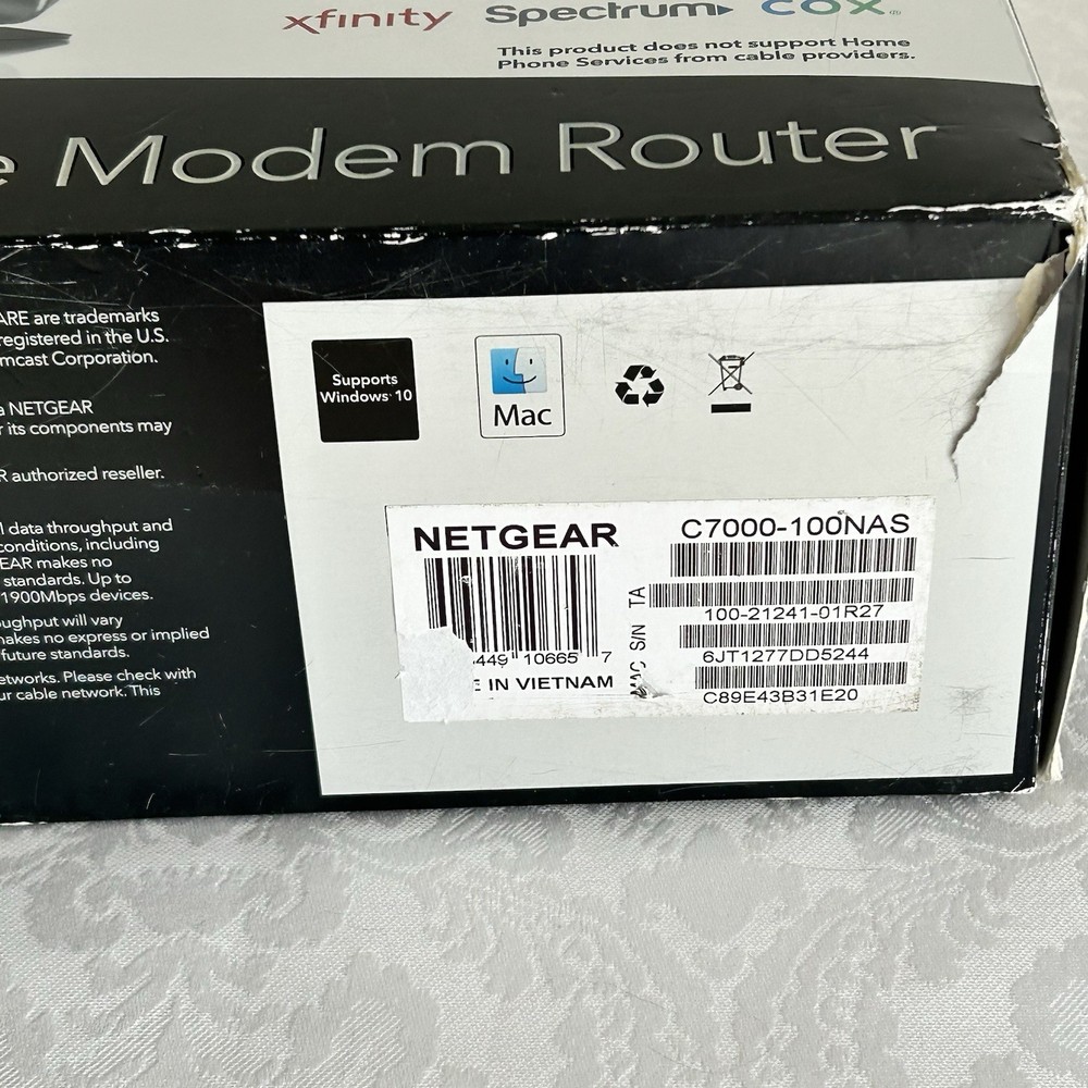 Netgear Nighthawk AC1900 WiFi Combo Cable Modem/Router C7000-100NAS