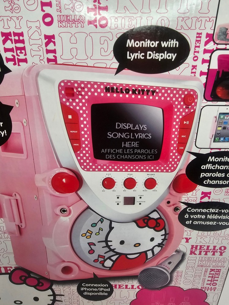 Hello Kitty CD+G Karaoke machine Microphone w Screen IPad & IPhone Connection