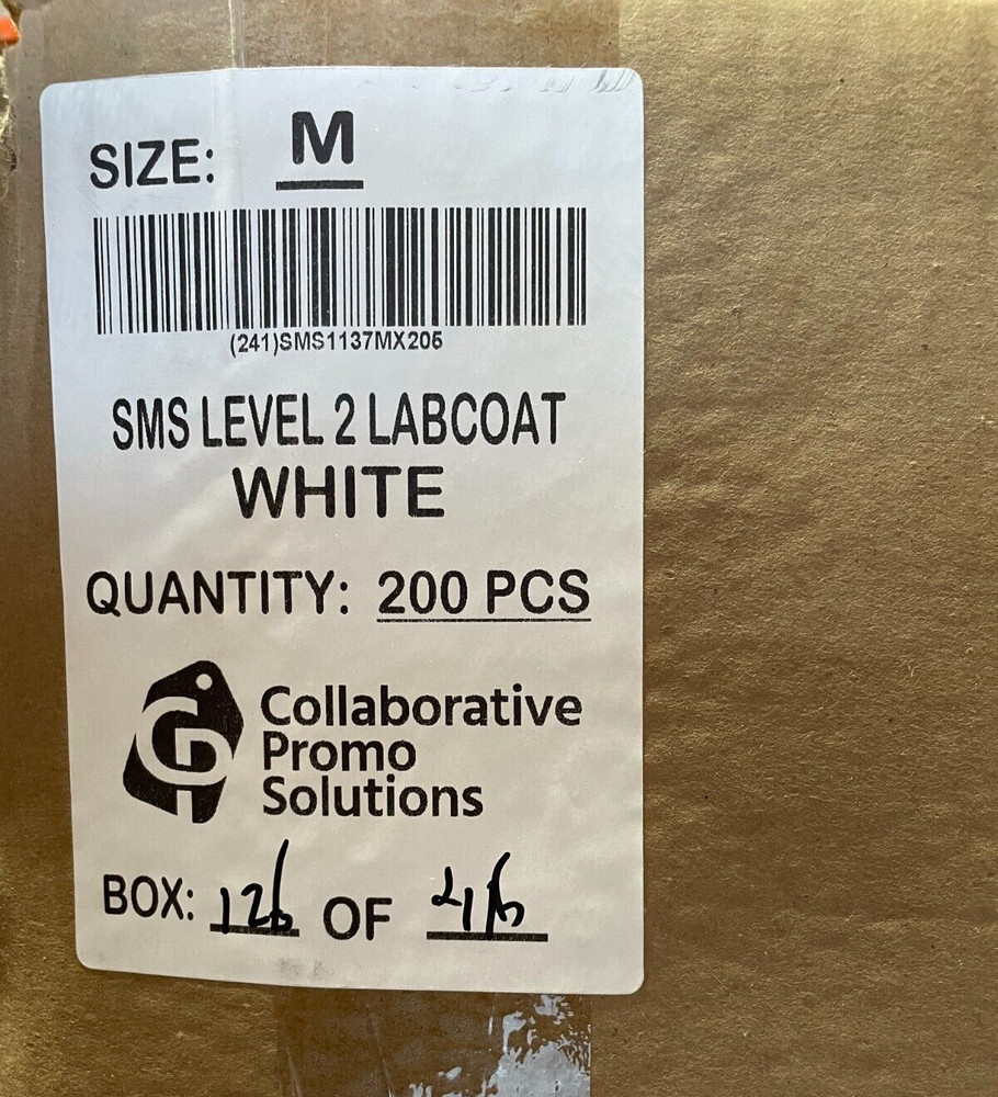 Collaborative Promo Solutions Lab Coat Medium Level 2 SMS White 100 Coats