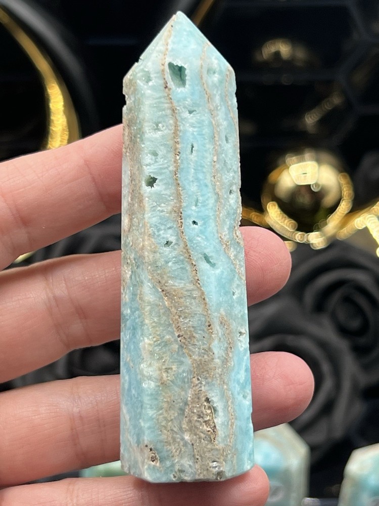 Natural Blue Aragonite 6-sided points Free ship & Gift