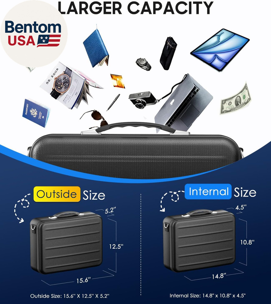 Fireproof Document Box with Lock, Hard-Shell Fireproof Safe for Home Documents,