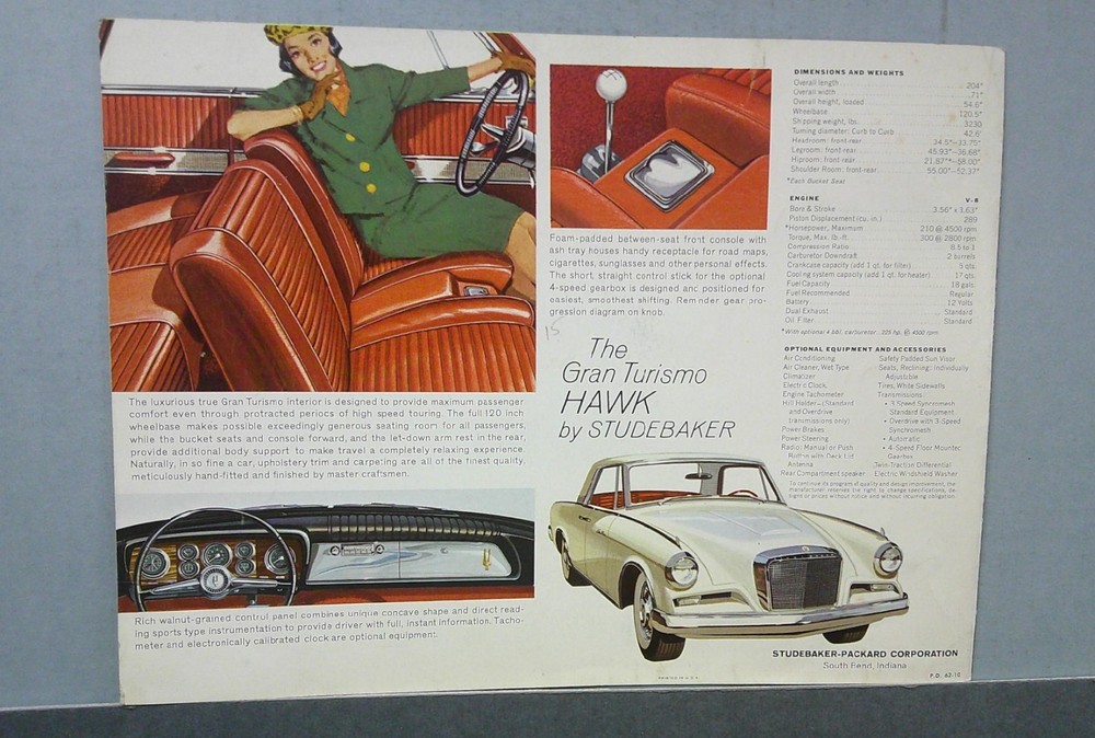 1963 Studebaker Gran Turismo Hawk Sales Folder