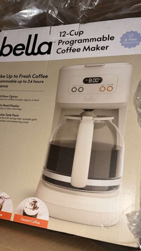 Bella 12-Cup Programmable Coffee Maker Oatmilk Compatible Digital Brew Machine