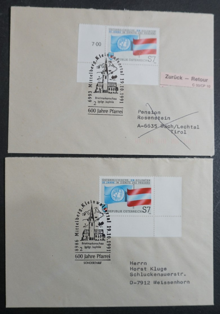 Austria 1991 lot of two covers